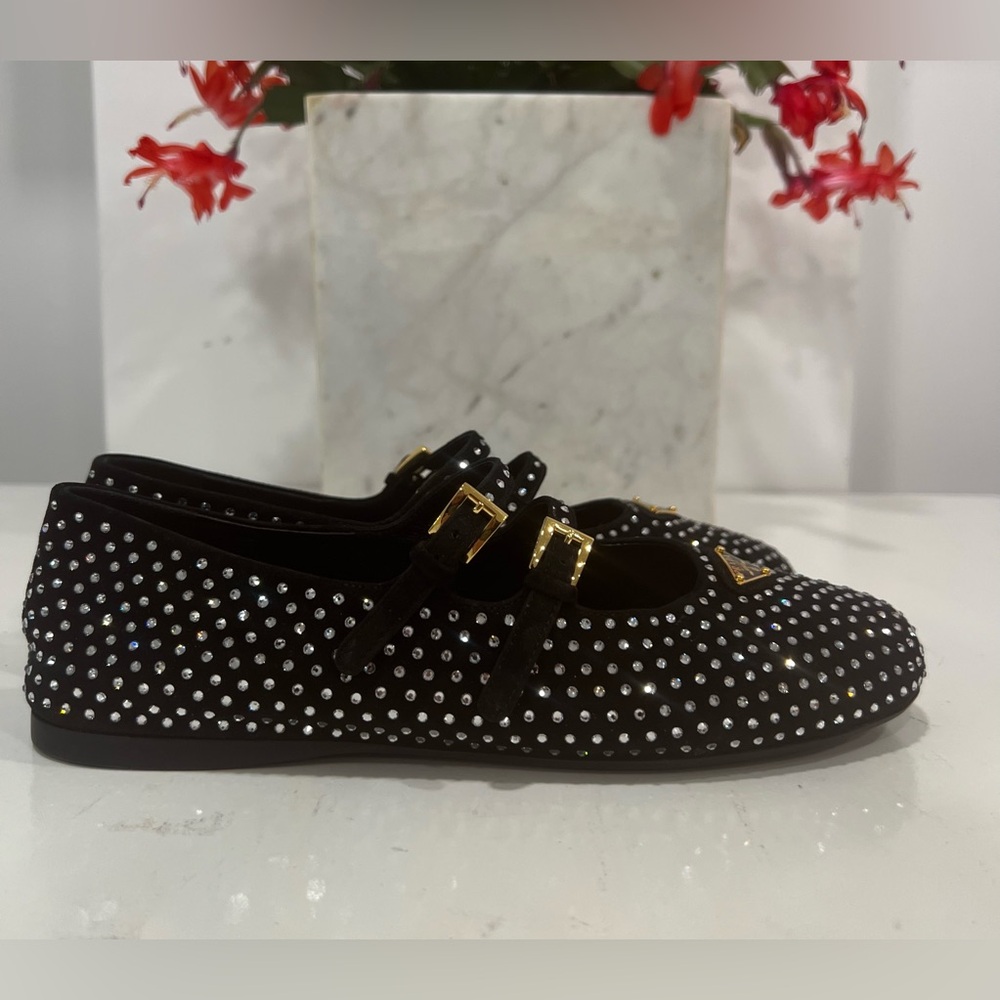 PRADA
Crystal Saffiano Dual Mary Jane Ballerina Flats - Picture 5 of 13